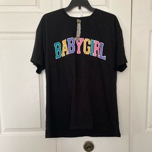 Women’s “Babygirl” Black Graphic T-Shirt With Multi Colored Letters